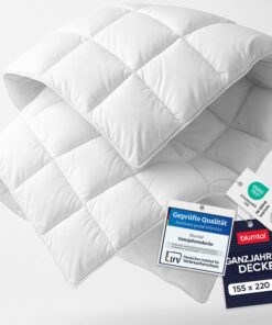 Blumtal Oeko-TEX zertifizierte Ganzjahresdecke 155x220 cm -waschbar bei 95 °C - Eckhalterung