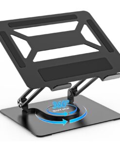 BoYata Laptopständer für Schreibtisch, Verstellbarer Computerständer mit 360° Drehbarer Basis, Ergonomischer Faltbarer L
