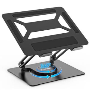 BoYata Laptopständer für Schreibtisch, Verstellbarer Computerständer mit 360° Drehbarer Basis, Ergonomischer Faltbarer L