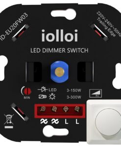 LED Dimmer Schalter für LEDs 3-150W / Halogen 3-300W, Drehdimmer, 230V, weiß