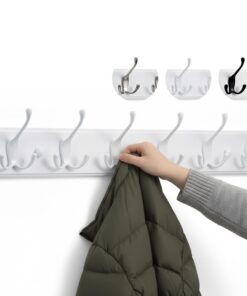 LARHN Garderobenhaken Weiß mit 6 Haken 59 cm - Wandgarderobe für Flur Schlafzimmer Badezimmer