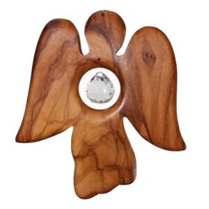 Schutzengel Fensterdeko aus Holz mit Bleikristall, hängend, Regenbogenkristall, perfektes Geschenk für Durchsichtige |