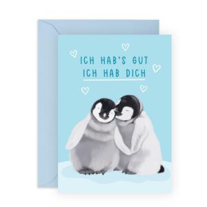 Central 23 Pinguin Jubiläumskarte Für Männer Frauen – ICH HAB'S GUT ICH HAB DICH – Für Hochzeitstag Valentinstag Geburts
