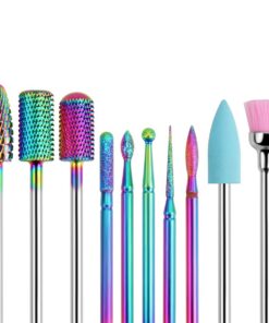 BELICOO 10 Stück Bits Wolframcarbid Steel für Nagelfräsengeräte Professionelle Nagelfräsensysteme (Regenbogen-Major)