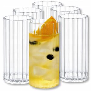 Wilmax Trinkgläser aus geriffeltem Glas - 6er Set - 300ml - Wassergläser für Familien - Spülmaschinenfest - Gläser für W