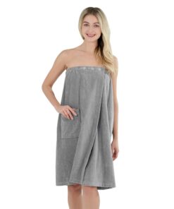 Winthome Saunakilt Damen 100% Baumwolle Saugstark 80x145cm Grau OEKO-TEX