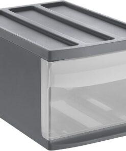 Rotho Systemix BPA-frei Kunststoff Schubladenbox für Lebensmittel, ideal für Küchenbereiche, 1 Schub, anthrazit/transpar