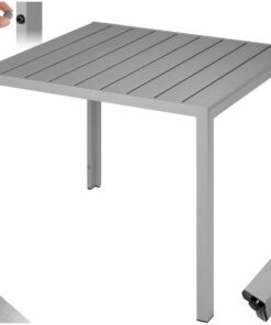 Tectake® Wetterfest Gartentisch Silber 90x90x74,5cm für Garten und Lounge