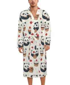Novastar Seide - Nachtwäsche & Bademantel für Damen und Herren - niedlicher Panda-Kuchen-Druck, leichter Kimono-Bademant