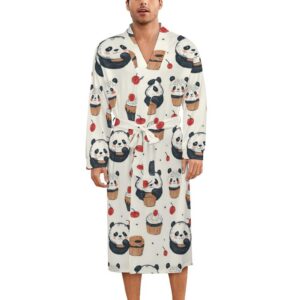 Novastar Seide - Nachtwäsche & Bademantel für Damen und Herren - niedlicher Panda-Kuchen-Druck, leichter Kimono-Bademant