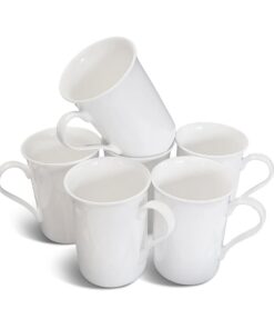 Feine Porzellan Tassen Weiß Glänzend - 6er Set in Geschenkverpackung