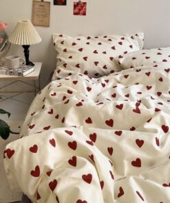 Nayoroom Bettwäsche Rot Weiss Herzchen 2teilig Microfaser Set OEKO-TEX Standard 100