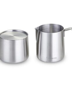 Zuckerdose und Milchkännchen-Set Easyworkz Edelstahl Löffel tropffrei Stackbar Silber