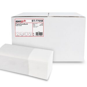 SemyTop Papierhandtücher Weiß + 4000 Blatt + Hausgartenschön + für Familie + für Bad + hypoallergisch + 25x23 cm + ZZ-Fa