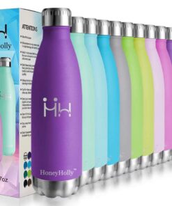 HoneyHolly Edelstahl Trinkflasche 500ml BPA-frei Auslaufsicher Vakuum Isoliert für Sport Reisen Camping