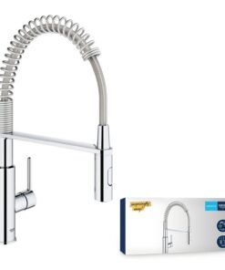 GROHE Einhand-Spühltischbatterie mit herausziehbarer Brause & Profi-Brause, für Profis, im Bürosalon, moderne Chrom-Fin