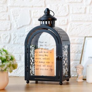 TRIROCKS Metall Windlicht Schwarz Mit Timerfunktion Für Deenezimmer | 28,5 cm Hohe LED-Kerze Für Trauerfeierlichkeiten