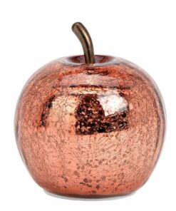 G. Wurm Dekoleuchte Apfel (XS) Glas, Metallic Pink - Dekolampe für Tisch und Dekoration, 10 LED Lichterkette, Apfellampe