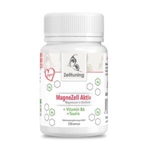 MagneZell Aktiv - Hochdosiertes Magnesium Komplex ohne Zusatzstoffe - Zuttelung für die ganze Familie - 120 Kapseln - Zu