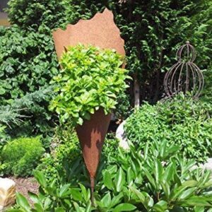 Rostikal Pflanztüte auf Stab aus Metall für Gartendezign und Bepflanzen im Garten | 40 cm tief | praktisch und robust
