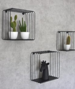 Schwarz oder Weiß Metall CAVOO Wandregal Set - Ideal für Dekoration und Organisation im Zuhause | Deko Wandregal Schwar