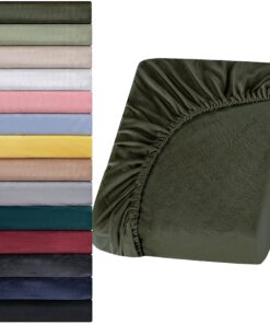 Jersey Warm Spannbettlaken Olivgrün Topper Matratze Soft Cashmere Touch