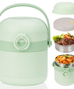 2L Auslaufsicherer Edelstahl Thermobehälter für Essen – Warmhalte Lunchbox für Suppe Porridge Brei