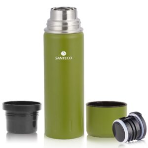 SANTECO Thermoskanne 1l BPA-Frei für Kaffee & Tee, Auslaufsicher Isolierflasche für Kinder & Sport, 24H Kalt & 12H Heiß
