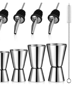 Edelstahl Cocktail Messbecher mit Skalierung für Bar Party & Weinbarmessen Dual Jigger 4 Stück 3cl/4cl/5cl/6cl Shaker Pi