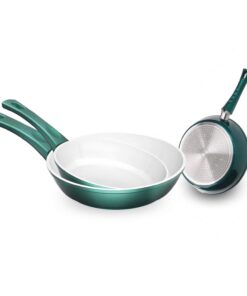 Genius Cerafit Fusion Induktionspfannen-Set für gesundes Kochen ohne Fett und Öl in Grün