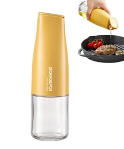 YARRAMATE Auto Flip Olivenöl Ölflasche für Küche: 500 ml Ölspender Glas, Öl-und-Essigsprengel, Sojasaucenspender (Gelb),