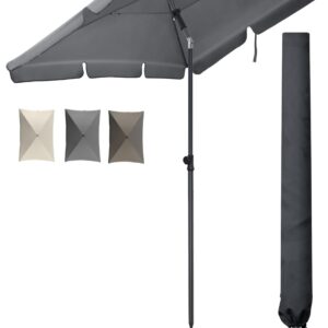 4happy SET Sonnenschirm + Sonnenschirmhülle - Anthrazit - UV50+ - Balkonschutz - höhenverstellbar - rechteckig 200x125cm