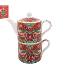 Das Leonardo Collection William Morris Erdbeerdieb Tea for One | Keramik-Teekanne und Tasse Set | Perfektes Geschenk für