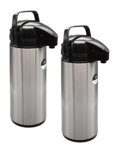 Airpot Pumpkanne 2er Set 1,9L Gastro Kaffeespender aus Edelstahl mit Glaseinsatz