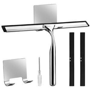 Rietegio 25CM Duschabzieher Edelstahl Handlicher Glaswischer für Bad und Küche
