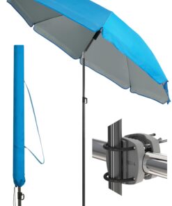 4smile Sonnenschirm Balkon SunnyJoy UPF 50+ - Blau Balkon-Sonnenschirm 180 cm + Halter + Hülle - Perfekt für Ihren Balko