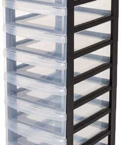 Iris Ohyama Schwarz BPA-frei Kunststoff-Schubladenbox mit Griffe, 10 A4 Schubladen, Für Schlafzimmer & Bad, BPA-frei, DC