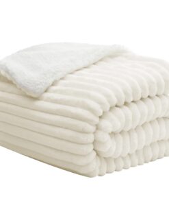 BEDELITE Dicke Sherpa Kuscheldecke Cremeweiß 150x200 für Wohnzimmer - warm, weich und zusätzlicher Couch Überwurf OEKO-T