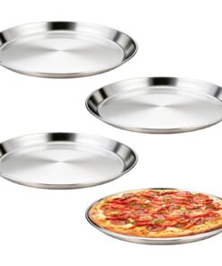 Edelstahl Pizza Blech 4 Stück Rund 26 cm Backofen Backen | Runds Pizza Form Edelstahl 26 cm Backofen Randschwarz | Pizz