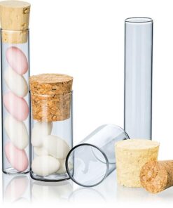 Tuutters Reagenzgläser mit Korken, 50 Stück, für kleine Gastgeschenke, Mandeln zur Hochzeit, Taufe, Kommunion (60 x Ø30m