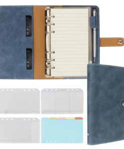 FYY A6 Ringbuch Marineblau - 6 Ringe PU Leder Thementeiler Reisebinder Journal Persönlicher Planer 100GSM Nachfüllpapier