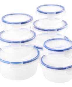8 Stück Mikrowellen- und spülmaschinenfest Brotdosen Rund Set, 300ml 600ml 1050ml Frischhaltebox mit Luftdichtem Deckel