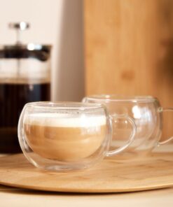 HOMLA CEMBRA Doppelwandige Gläser mit Griff 0,27l - 2er Set Transparent
