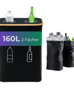 160L Pfandflaschen-Sammelbehälter mit 2 Fachern für Leergut & Recycling - praktisch für Küche & Haushalt - großer Aufbew
