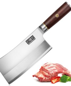 HOSHANHO 7 inch Hackmesser, Pulverstahl und Kohlenstoffstahl, chinesisches Küchenbeil mit Holzgriff, perfekt fürs Fleis