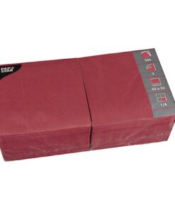 Papstar 4x250 Servietten Karton, bordeaux Farbe, 33cm x 33cm Größe für Haus und Garten