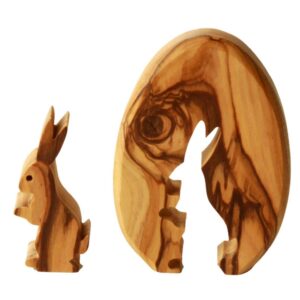 Osterhase Geschenkartikel Holzfigur 7 cm - handgefertigte Osterdeko, Tischdeko aus Olivenholz | Holz Osterhase Geschenk