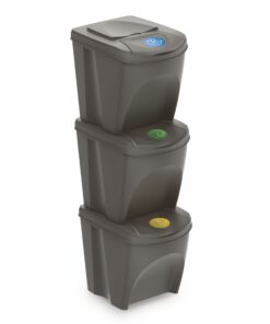 Spetebo Sortibox Mülleimer 25 L - Stapelbares Sortiersystem - Haus & Garten - 3er Set