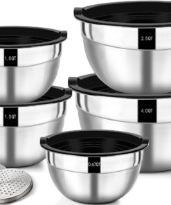 Wildone Salatschüssel 5er Set: Edelstahl, luftdicht & praktisch für die Küche, Rutschfest & Stapelbar