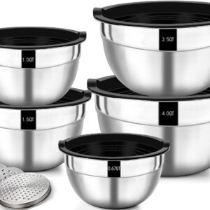 Wildone Salatschüssel 5er Set: Edelstahl, luftdicht & praktisch für die Küche, Rutschfest & Stapelbar